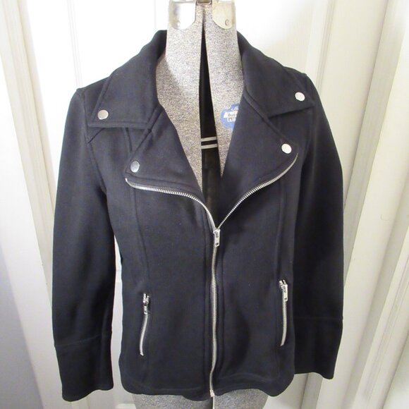Style & Co Knit Motorcycle Moto Jacket Black, Long Sleeve Zippers Soft, Small - Picture 7 of 15